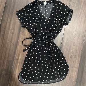 polka dot black and white dress